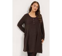Yours Women's Henley Drape Pocket Dress in Chocolate | Size: 18