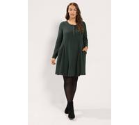 Yours Women's Henley Drape Pocket Dress in Green | Size: 16