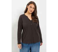 Yours Women's Henley Long Sleeve T-Shirt in Chocolate | Size: 12