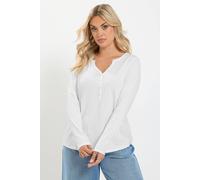 Yours Women's Henley Long Sleeve T-Shirt in Ivory | Size: 12