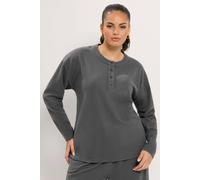 Yours Women's Henley Rib Jumper in Charcoal | Size: 26/28