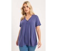 Yours Curve Henley Short Sleeve T-Shirt - Women's - Plus Size Curve Purple