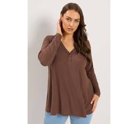 Yours Women's Henley Swing Top in Chocolate | Size: 30/32