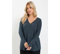 Yours Women's Henley Swing Top in Grey | Size: 18