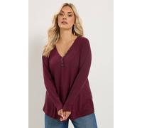 Yours Women's Henley Swing Top in Red | Size: 22/24