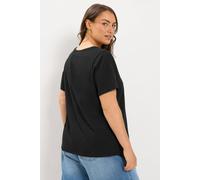Yours Women's Henley T-Shirt in Black | Size: 22/24