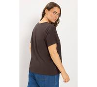 Yours Women's Henley T-Shirt in Brown | Size: 14