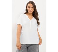 Yours Women's Henley T-Shirt in White | Size: 14