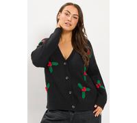 Yours Women's Holly Knitted Cardigan Sweater in Black | Size: 18/20