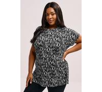 Yours Women's Ikat Print Jersey Top in Black | Size: 26-28 Yours Black 26-28
