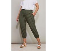 Yours Curve Khaki Jersey Cropped Harem Trousers - Women's - Plus Size Curve