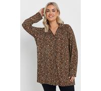 Yours Curve Jersey Leopard Print Shirt - Women's - Plus Size Curve Brown