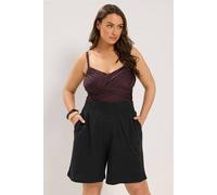 Yours Women's Jersey Shirred Shorts in Black | Size: 14/16