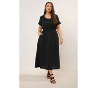 Jersey & Woven Midaxi Skater Dress Yours Black 26-28