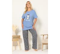 Yours Women's 'Just Chillin' Wide Leg Pyjama Set in Baby Blue | Size: 26-28 Yours Baby Blue 26-28