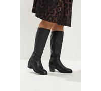 Yours - Leather Buckle Knee High Boots In Wide E Fit - Women's