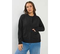 Yours Women's Knitted Bomber Cardigan in Black | Size: 22-24 Yours Black 22-24