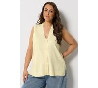 Yours Women's Knitted Button Front Vest Top in Lemon | Size: 22/24