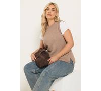 Yours Women's Knitted Crew Neck Vest in Natural | Size: 30/32