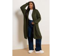 Yours Women's Knitted Midi Cardigan in Light Khaki | Size: 26-28 Yours Light Khaki 26-28