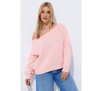 Yours Women's Knitted Off-Shoulder Jumper in Baby Pink | Size: 18-20 Yours Baby Pink 18-20