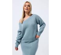 Yours Women's Knitted Off-Shoulder Jumper in Light Blue | Size: 14-16 Yours Light Blue 14-16