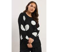 Yours Women's Knitted Polka Dot Jumper in Black | Size: 22-24 Yours Black 22-24