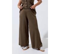 Yours Women's Knitted Wide Leg Trousers in Chocolate | Size: 26/28