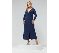 Yours London Curve Blue Knot Front Maxi Dress - Women's - Plus Size Curve