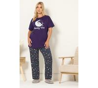 Yours Women's 'Koalaty Time' Pyjama Set in Purple | Size: 38-40 Yours Purple 38-40
