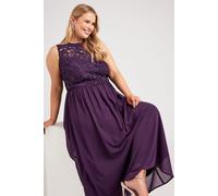 Yours London Curve Lace Bodice Maxi Dress - Women's - Plus Size Curve Purple