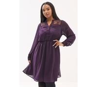 Yours Women's Lace Dobby Midi Dress in Purple | Size: 16 Yours Purple 16