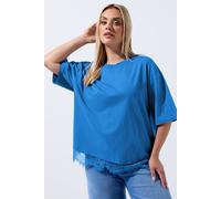 Yours Women's Lace Hem T-Shirt in Cobalt | Size: 14 Yours Cobalt 14
