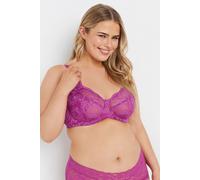 Yours Curve Lace Non-Padded Underwired Bra - Women's - Plus Size Curve Pink