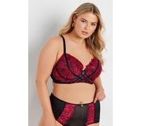 Yours Women's Lace Strap Detail Plunge Bra in Red | Size: 44E Yours Red 44E