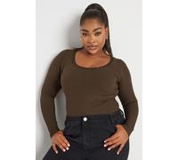 Yours Curve Chocolate Lace Trim Bodysuit - Women's - Plus Size Curve