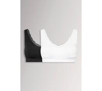 Yours 2 Pack & White Lace Trim Seamless Bralette - Women's - Plus Size Curve