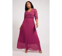 Yours Women's Lace Wrap Pleated Maxi Dress in Pink | Size: 16