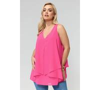 Yours Women's Layered Blouse in Fuchsia | Size: 14 Yours Fuchsia 14