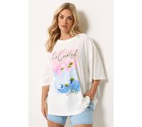 Yours Curve Ivory 'Le Cocktail' Boxy T-Shirt - Women's - Plus Size Curve