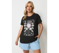 Yours Women's 'Le Soleil' Graphic T-Shirt in Black | Size: 20