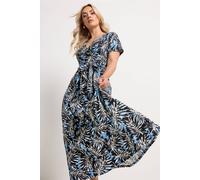 Yours Women's Leaf Maxi Wrap Dress in Black | Size: 18 Yours Black 18