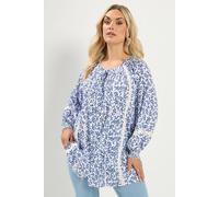 Yours Women's Leaf Pintuck Blouse in White | Size: 26/28