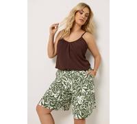 Yours Women's Leaf Print Shorts in Olive | Size: 22-24 Yours Olive 22-24