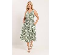 Yours Curve Green Leaf Print Sundress - Women's - Plus Size Curve