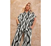 Yours Women's Leaf Print Textured Shirt in Black | Size: 16 Yours Black 16