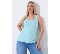 Yours Women's Lemon Vest Top in Light Blue | Size: 22-24 Yours Light Blue 22-24