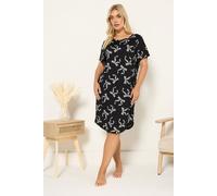 Yours Women's Leopard Bow Soft Touch Nightdress in Black | Size: 26-28 Yours Black 26-28