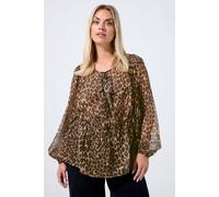Leopard Bow Tie Front Blouse Yours Brown 18