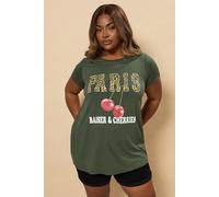 Leopard Cherry Graphic T-Shirt Yours Light Khaki 26-28